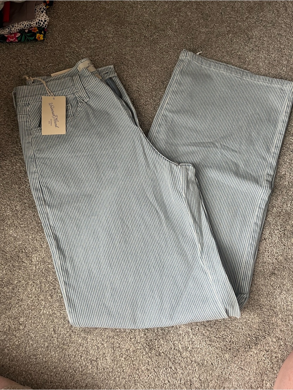 Women’s Universal Thread Light Blue & White Railroad Stripe Denim Pants